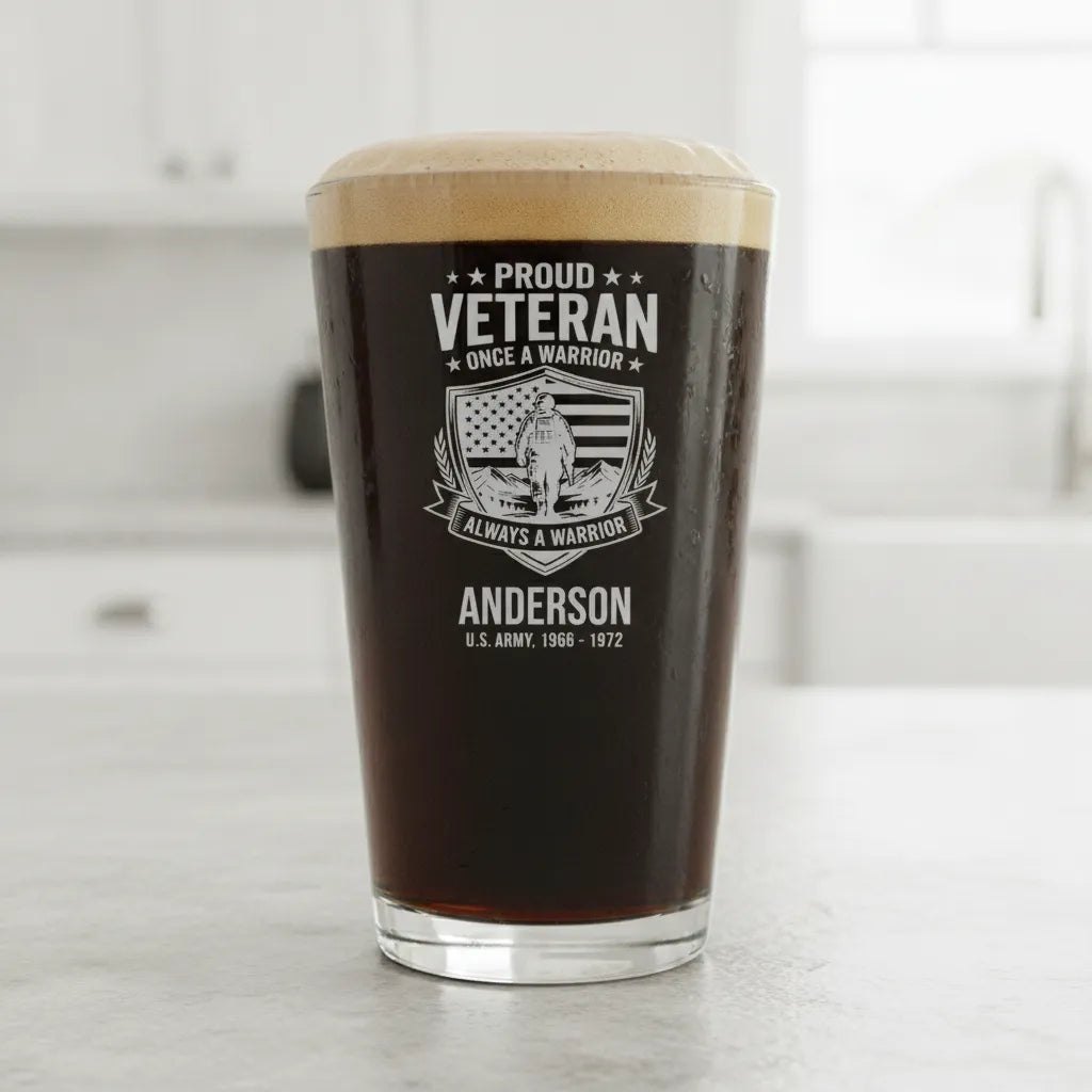 Once a Warrior Always a Warrior Veteran Pint Glass