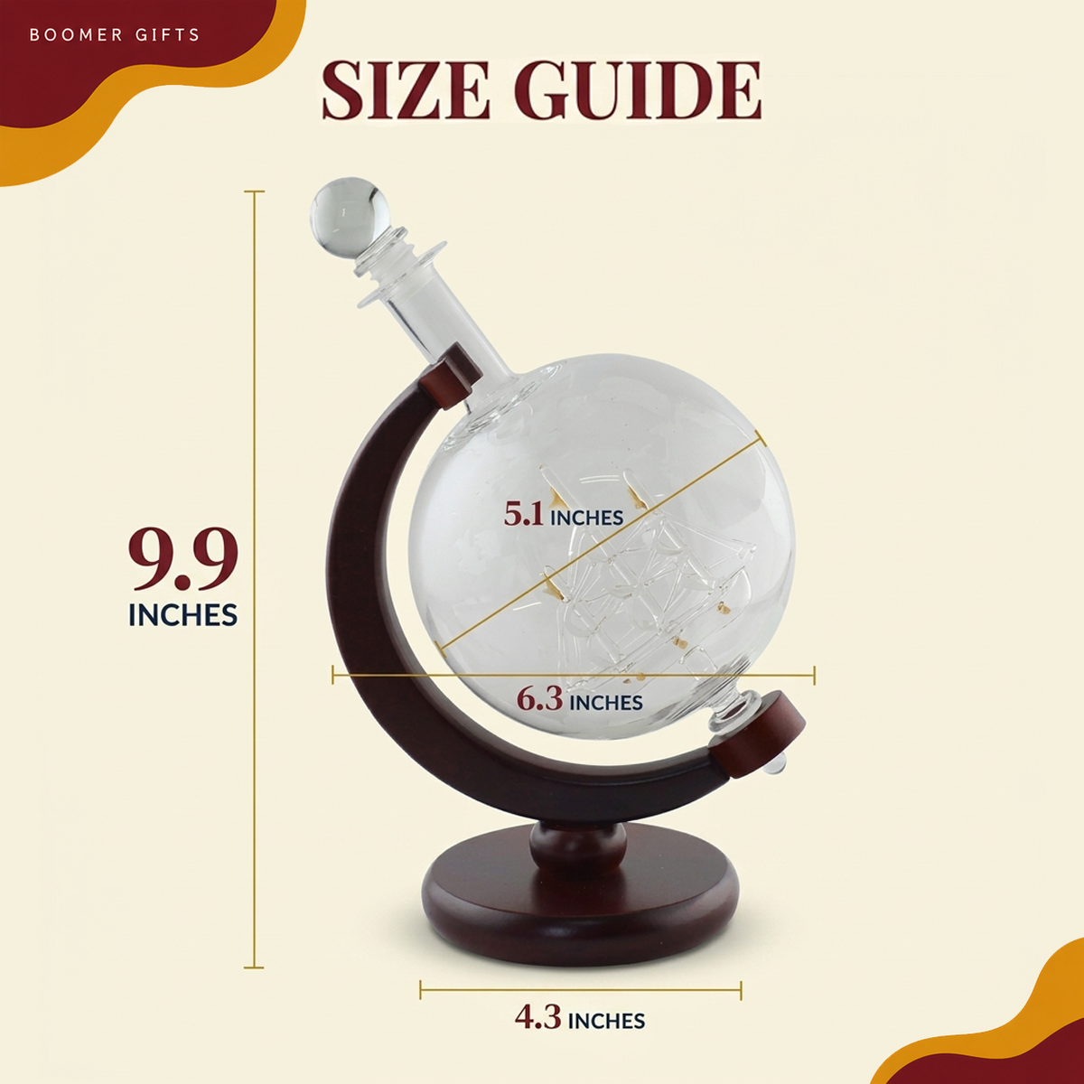 Personalized Globe Whiskey Decanter Set