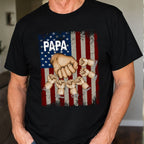Papa Grandkids Hands Flag T-Shirt
