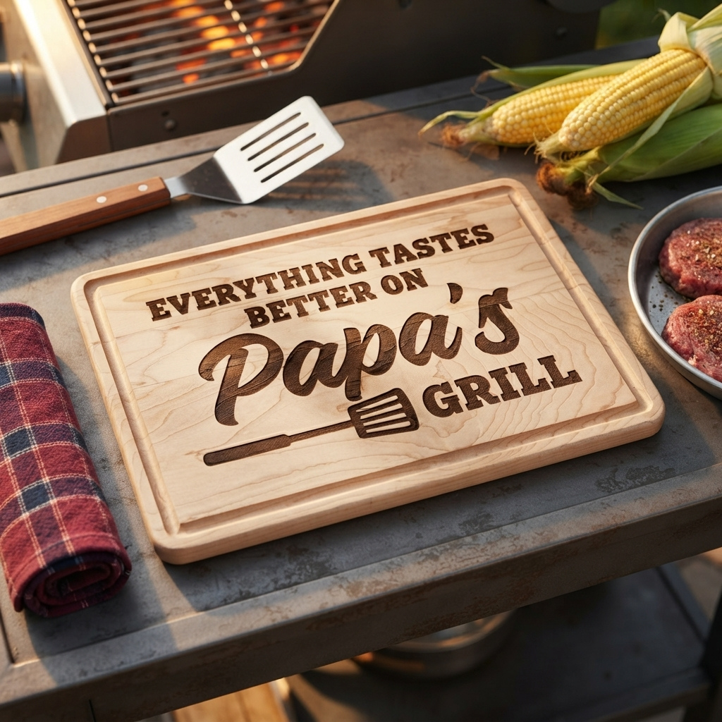 Personalized Grandpa's Grill Wood Cutting Board