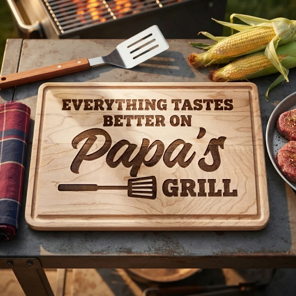 Personalized Grandpa's Grill Wood Cutting Board
