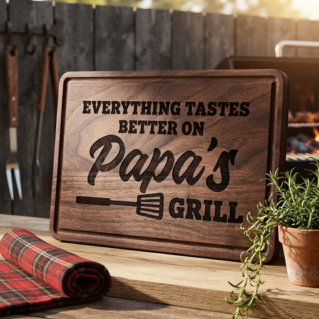 Personalized Grandpa's Grill Wood Cutting Board