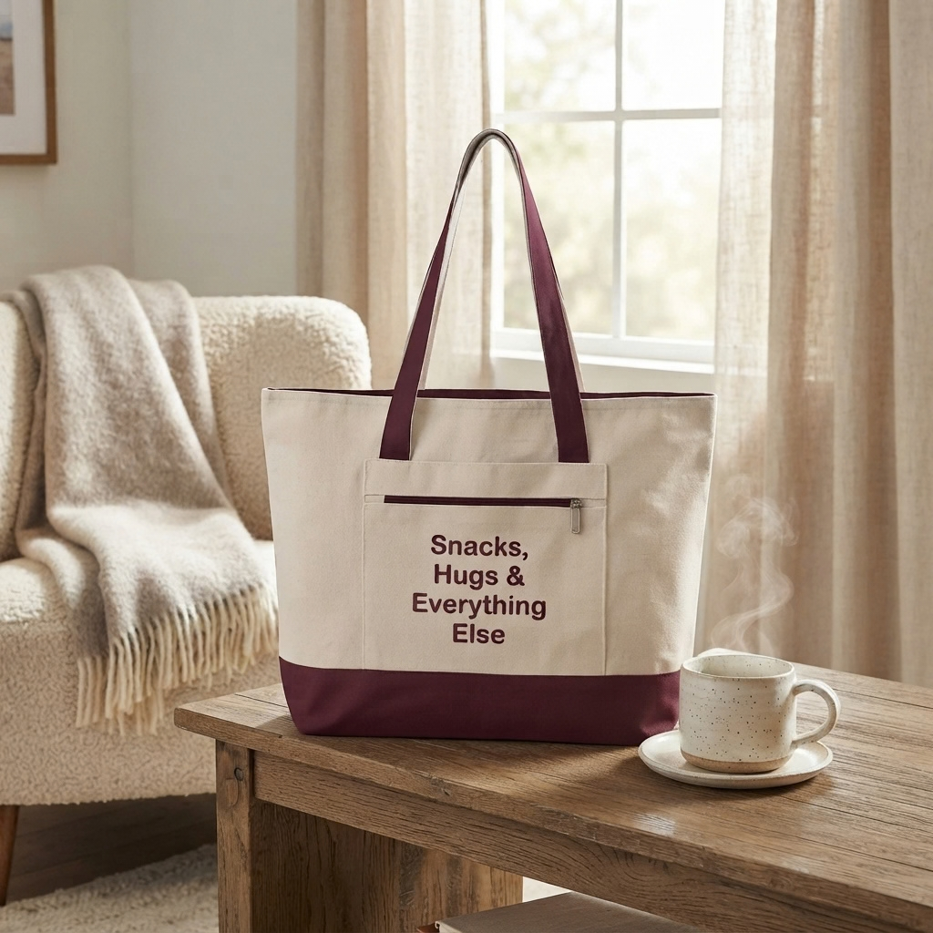 Personalized Canvas Tote Bag with Zipper