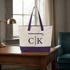 Personalized Canvas Tote Bag with Zipper