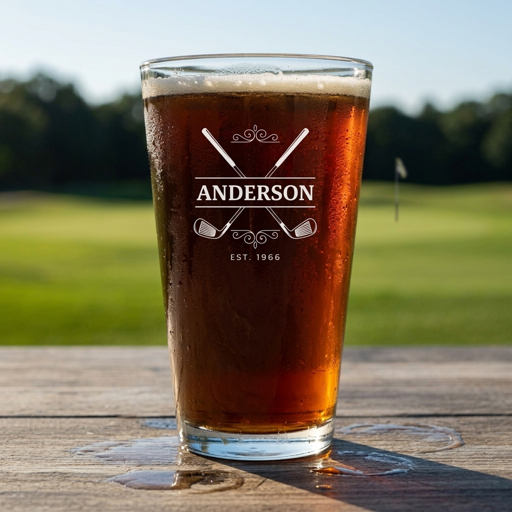 Personalized Crossed Clubs Pint Glass