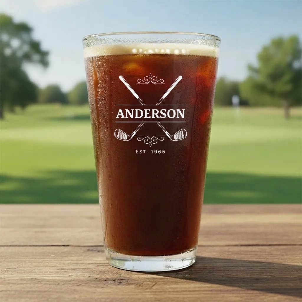 Personalized Crossed Clubs Pint Glass
