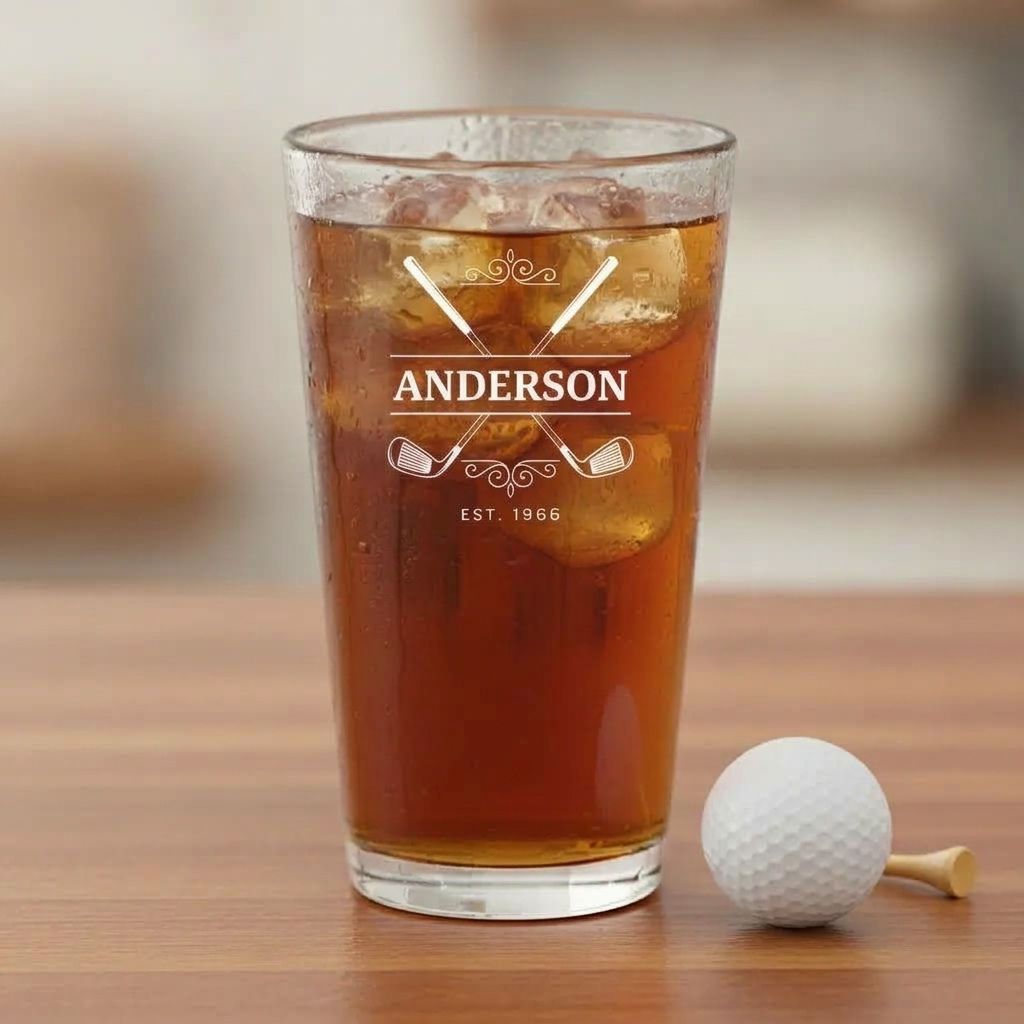 Personalized Crossed Clubs Pint Glass