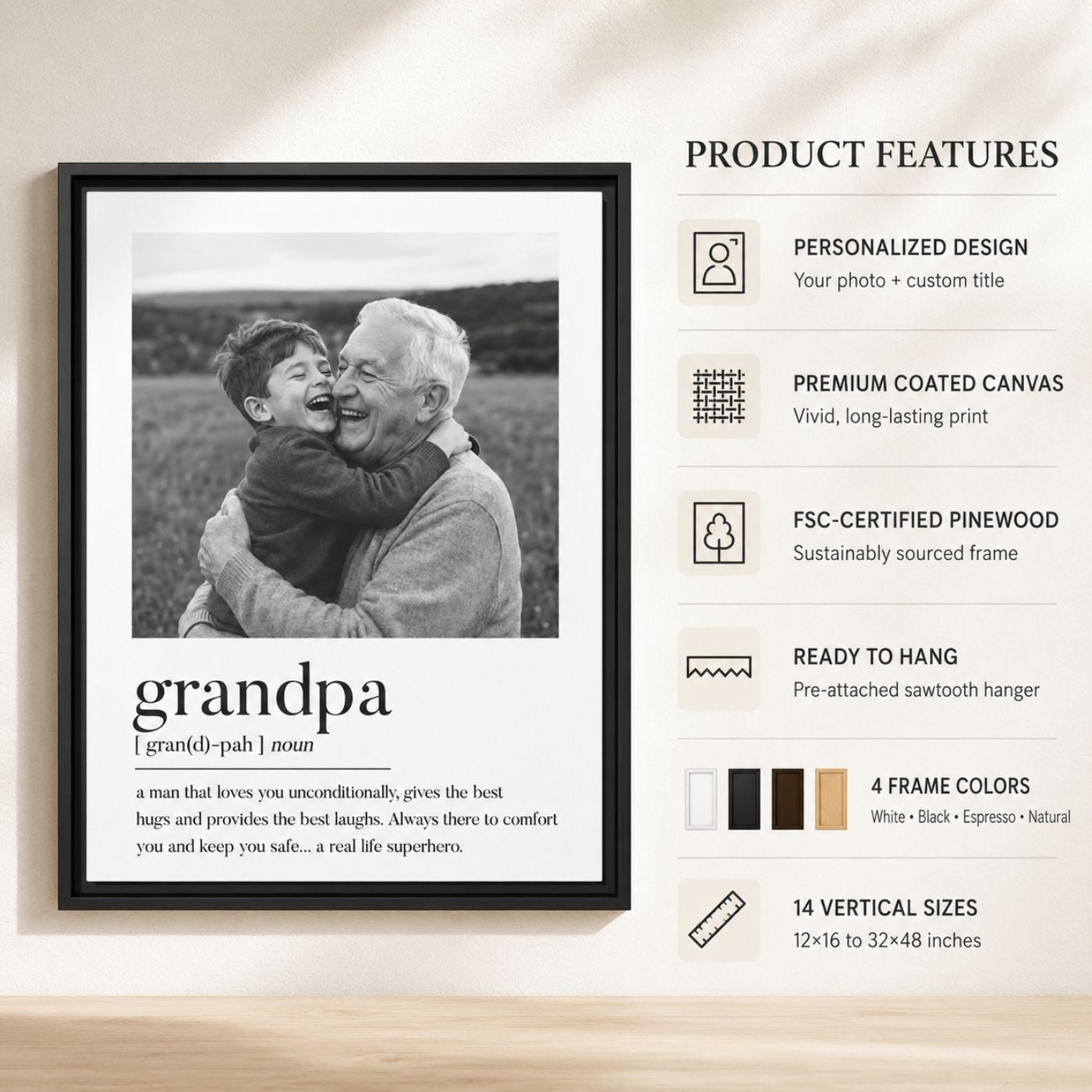Personalized Definition Framed Canvas