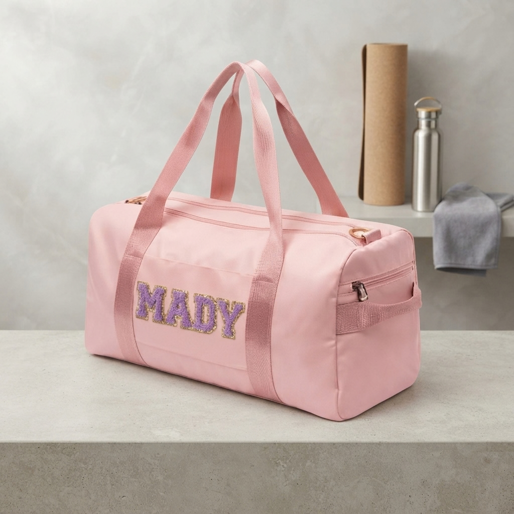 Personalized Letter Patch Duffel Bag