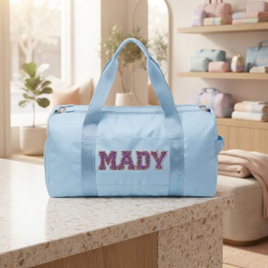 Personalized Letter Patch Duffel Bag