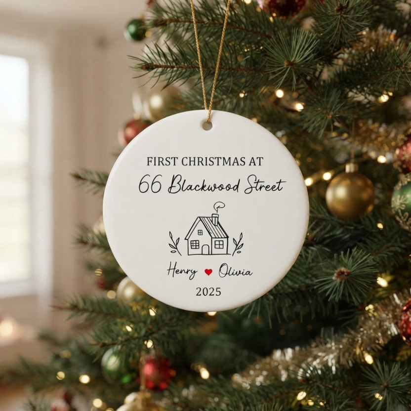 Personalized new home ornament, a Christmas gift for grandparents who moved this year