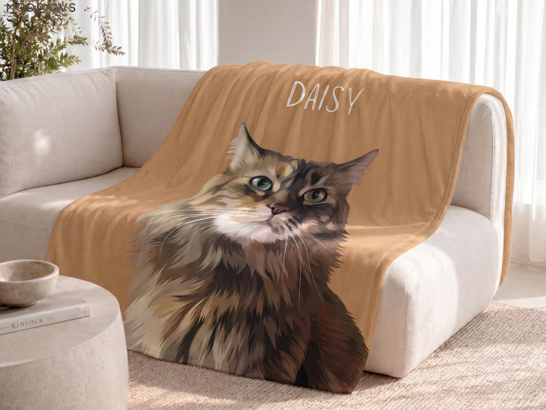 Custom Pet Portrait Blanket