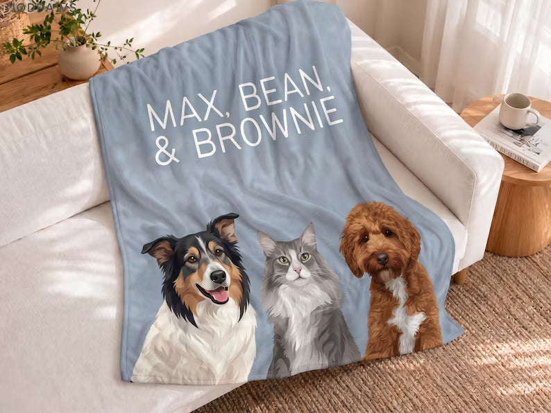 Custom Pet Portrait Blanket