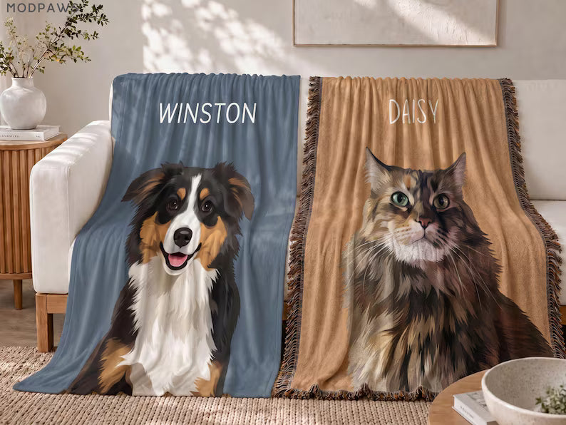 Custom Pet Portrait Blanket