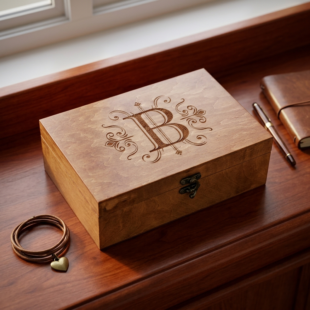 Personalized Wooden Keepsake Box with Monogram