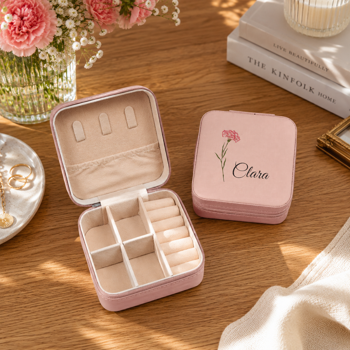 Personalized Birth Flower Jewelry Box