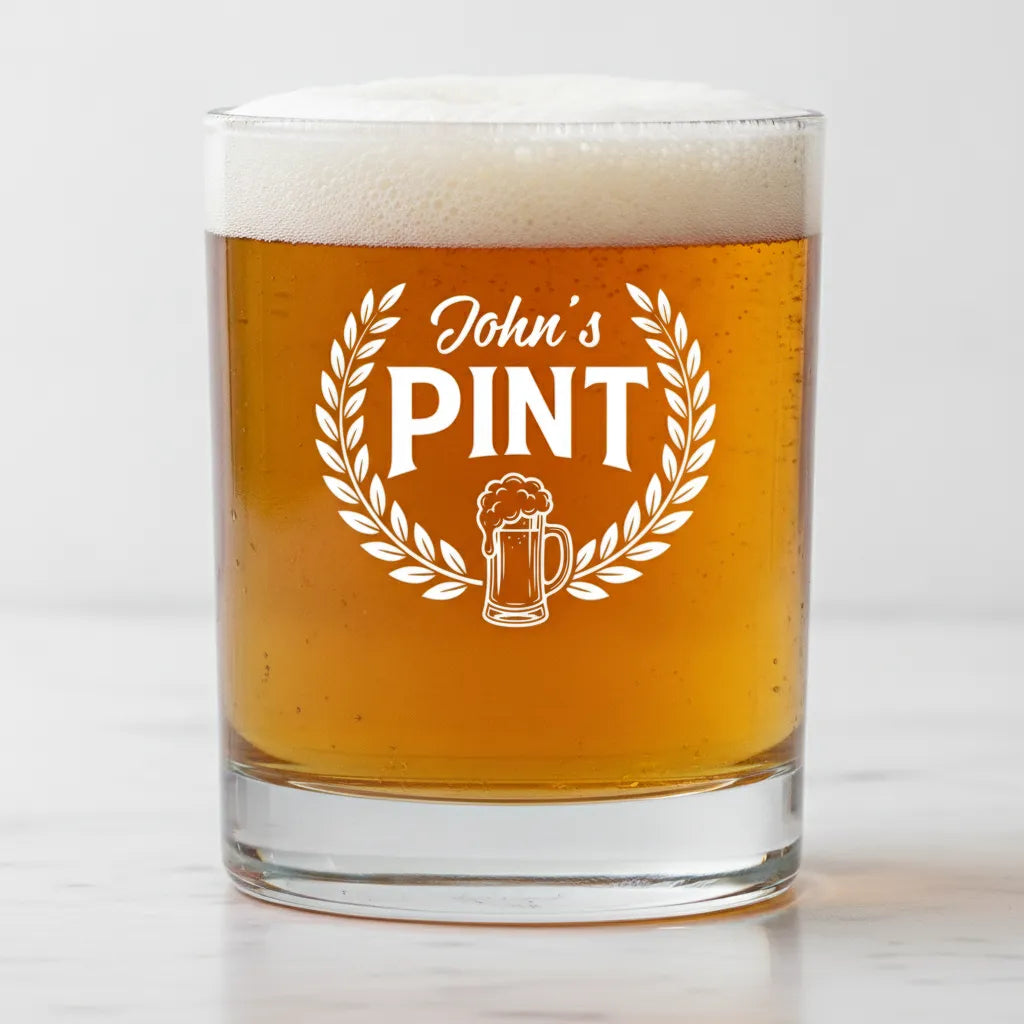 Personalized Pint Crest Whiskey Glass