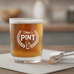 Personalized Pint Crest Whiskey Glass - Drinkware