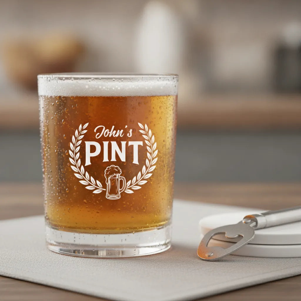 Personalized Pint Crest Whiskey Glass