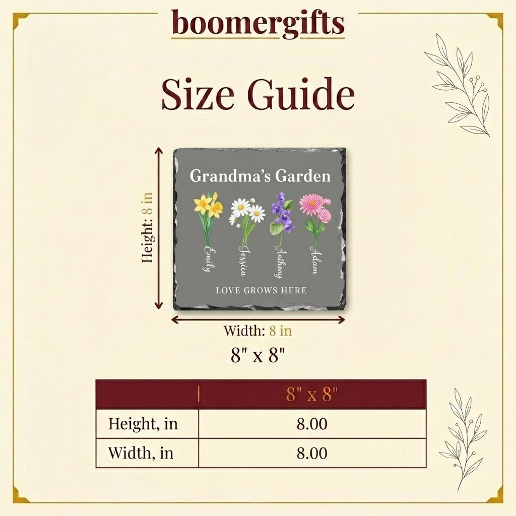 Grandma's Garden Birth Flower Slate Plaque with Grandkids Names