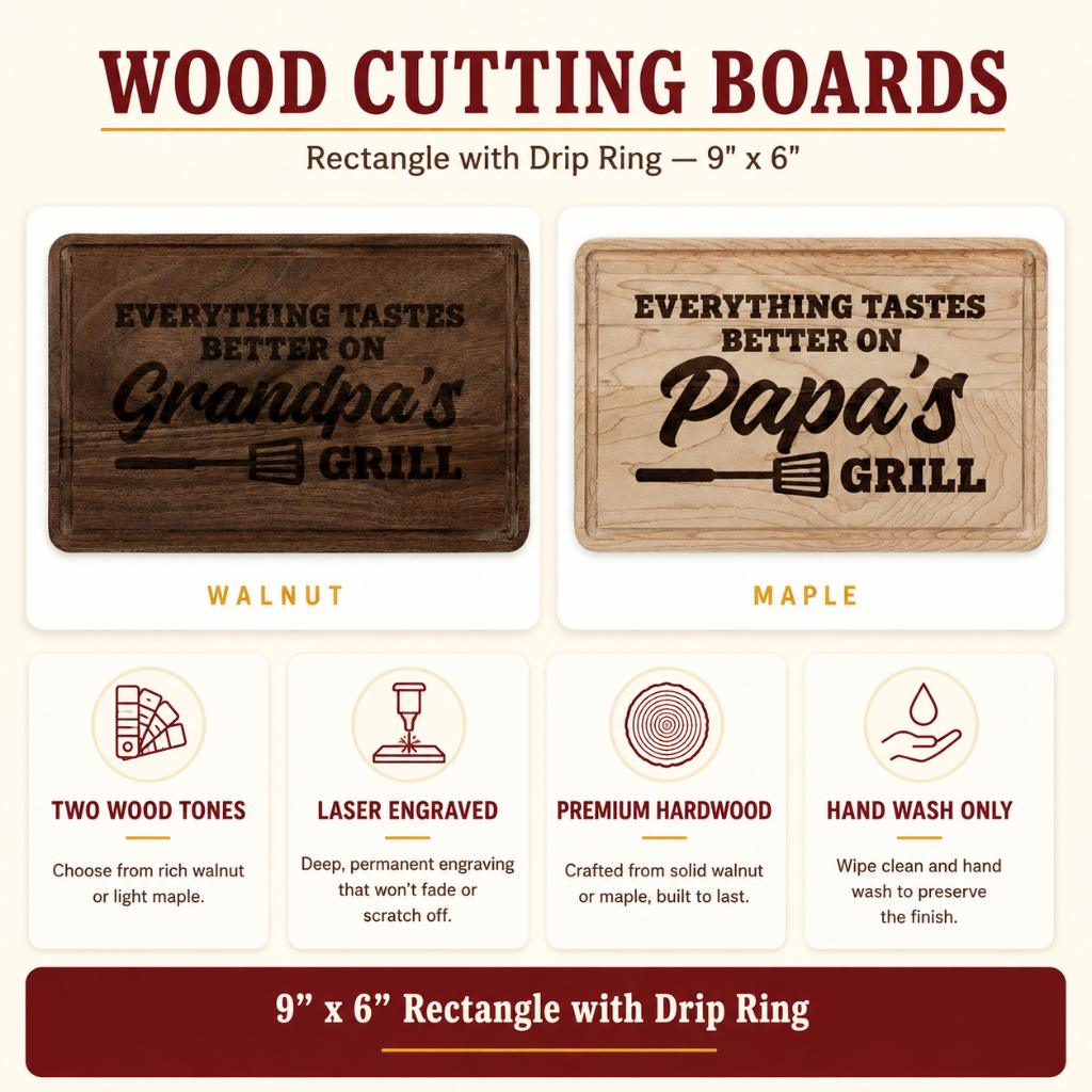 Personalized Grandpa's Grill Wood Cutting Board