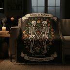 Personalized Skeleton Couples Woven Blanket - Sentimental