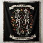 Personalized Skeleton Couples Woven Blanket - Sentimental