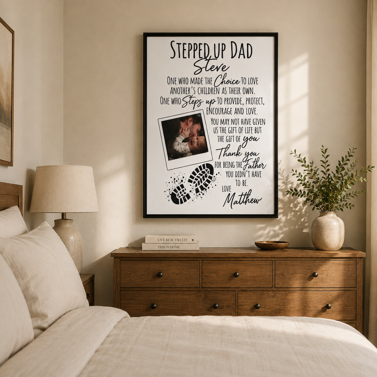 Stepped Up Dad Framed Canvas Sign
