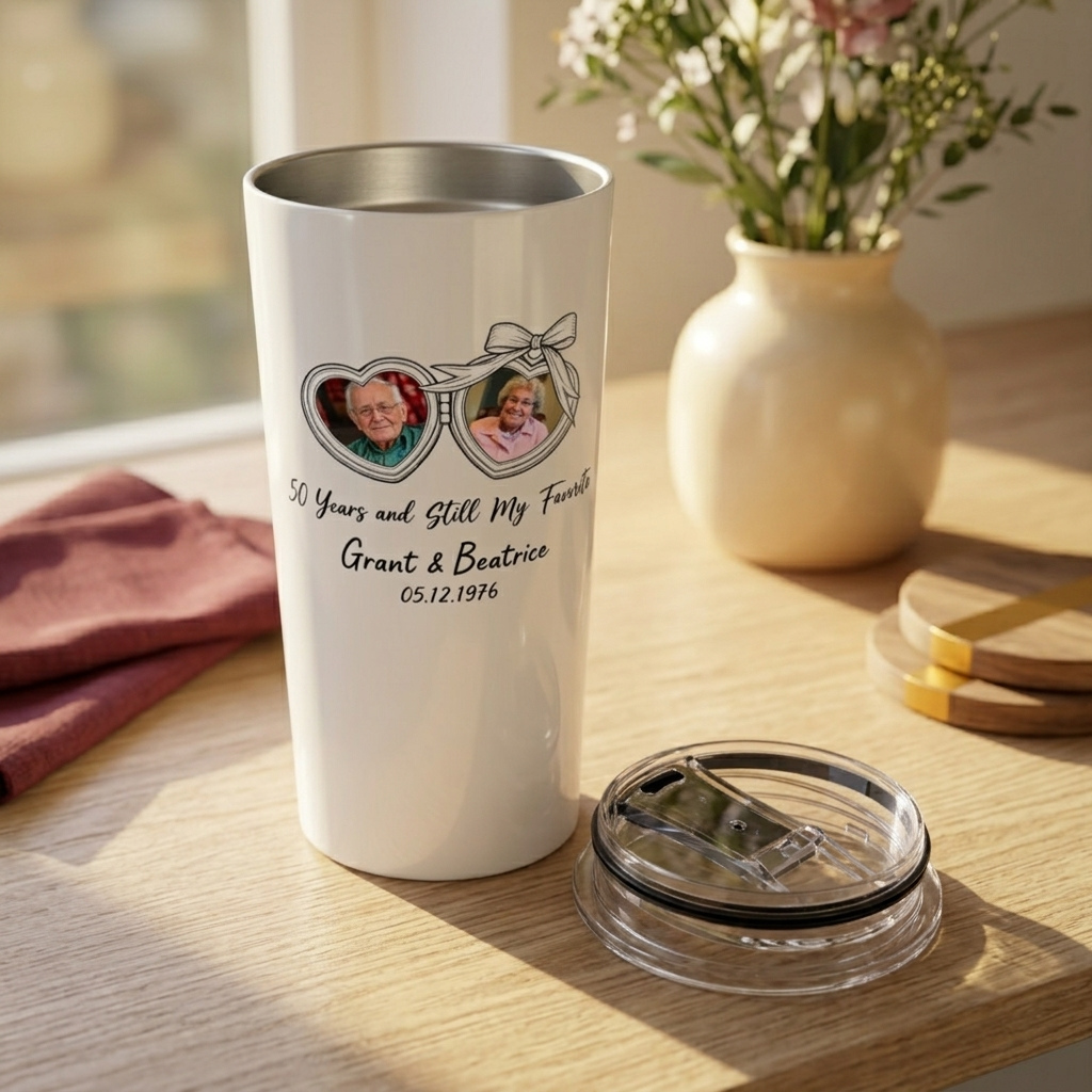 Personalized Couples Photo Tumbler