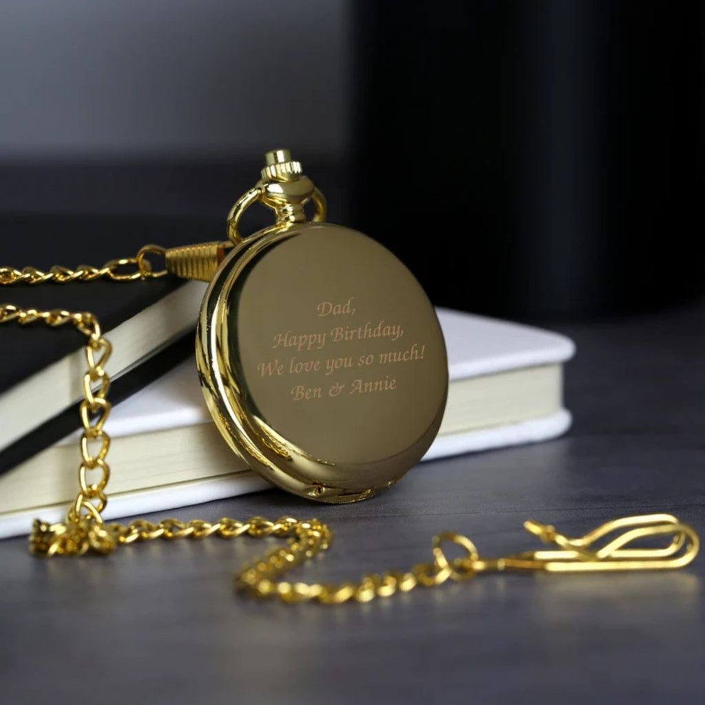 Personalized Engraved Gold Pocket Fob Watch