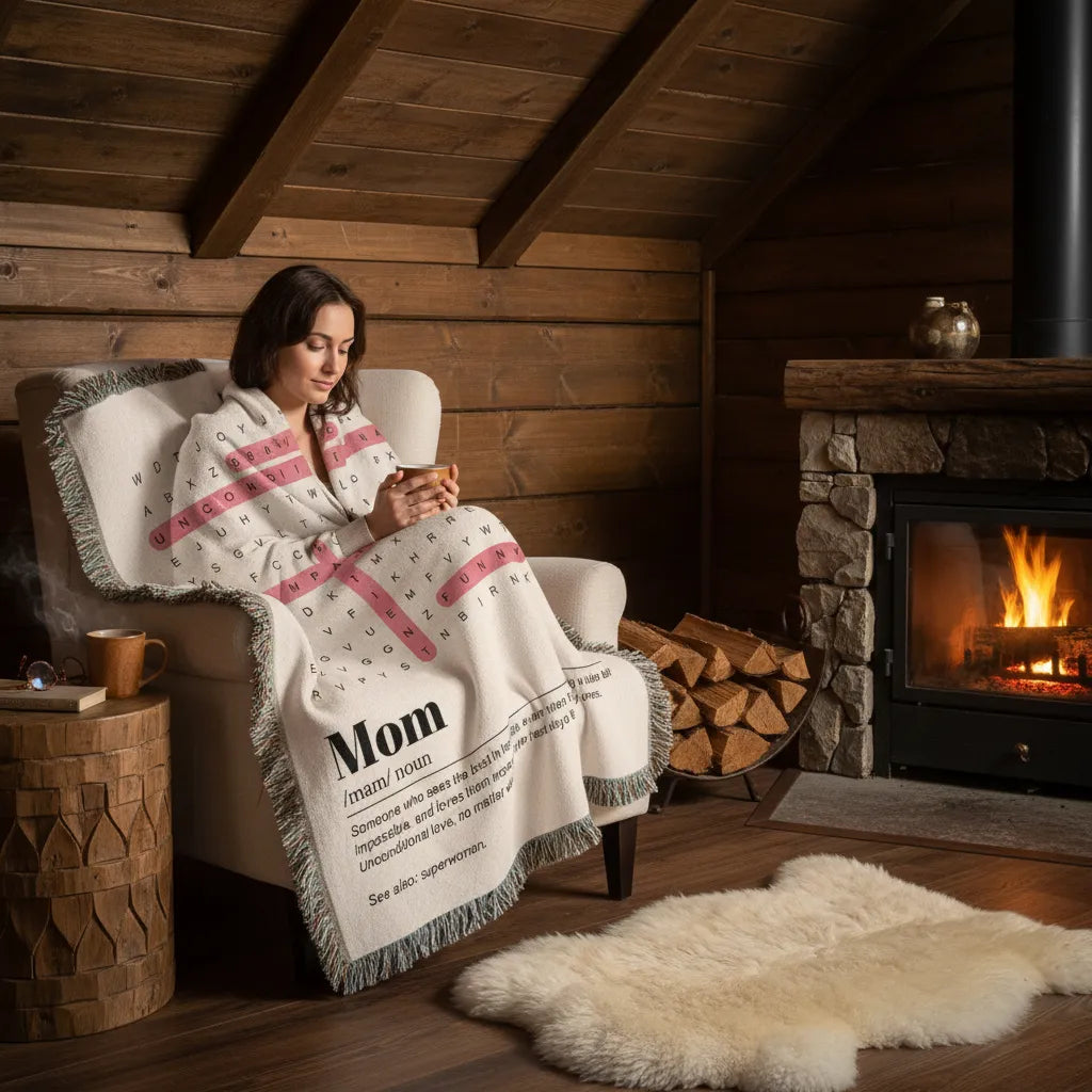 Heirloom Photo Woven Blanket (Portrait) Mom definition