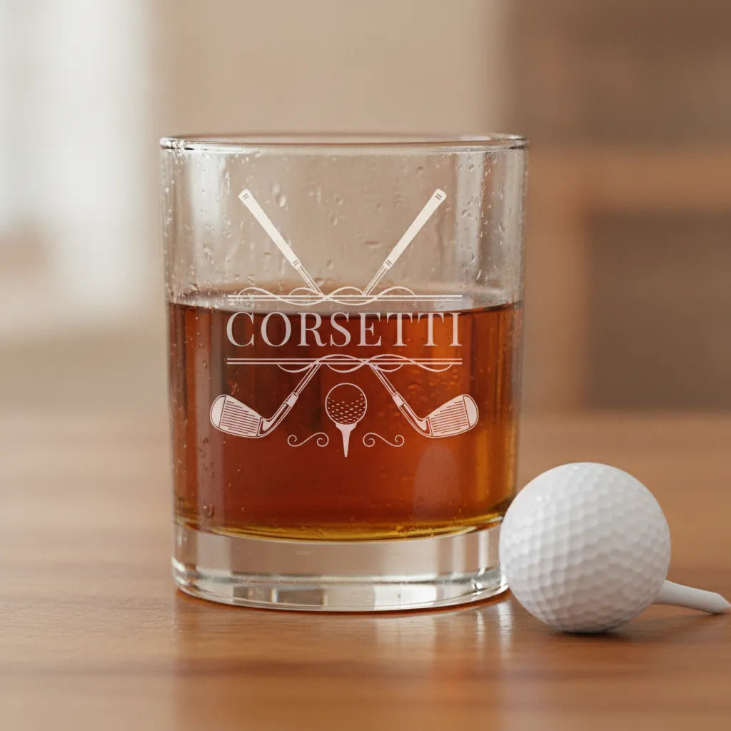 Personalized Cross Clubs Golf Whiskey Glass