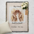 Heirloom Photo Woven Blanket (Portrait) Grandpa Grandchild holding hands