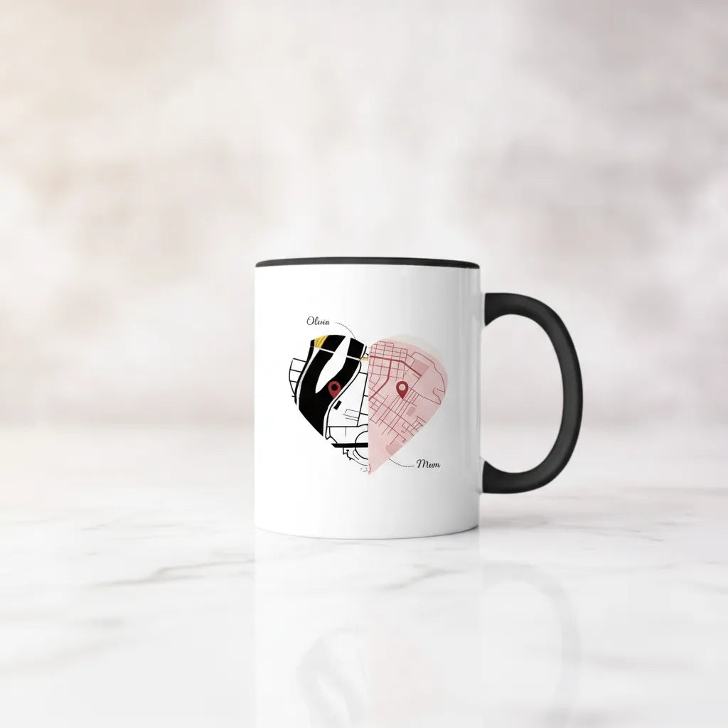 Never Too Far Map Location Accent Coffee Mug (11oz)