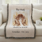 Heirloom Photo Woven Blanket (Portrait) Grandpa Grandchild holding hands