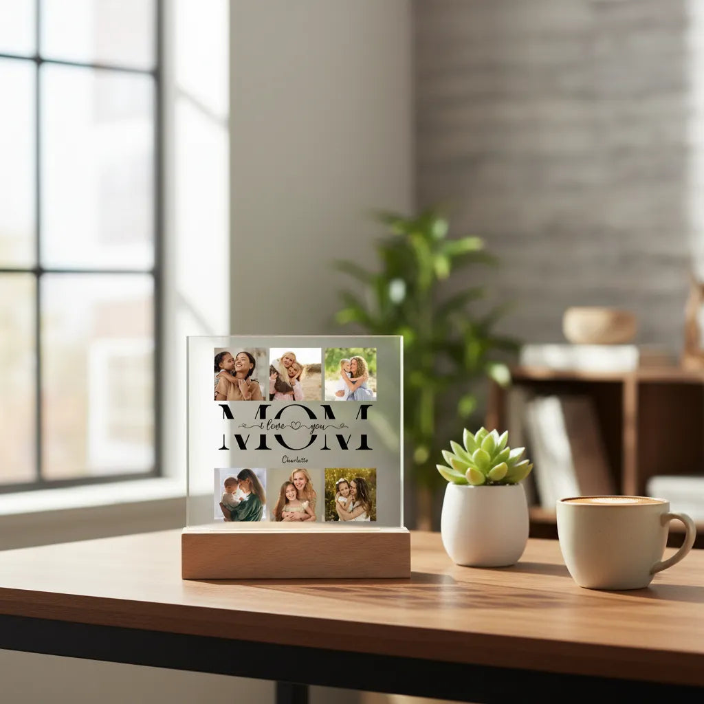 Acrylic Square Plaque (Mom, I/We Love You)