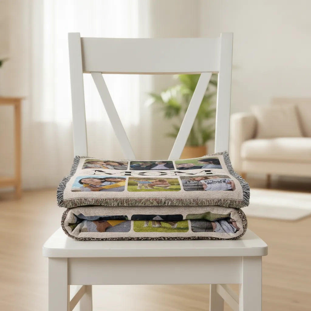 Heirloom Photo Collage Woven Blanket (Portrait) for MOM