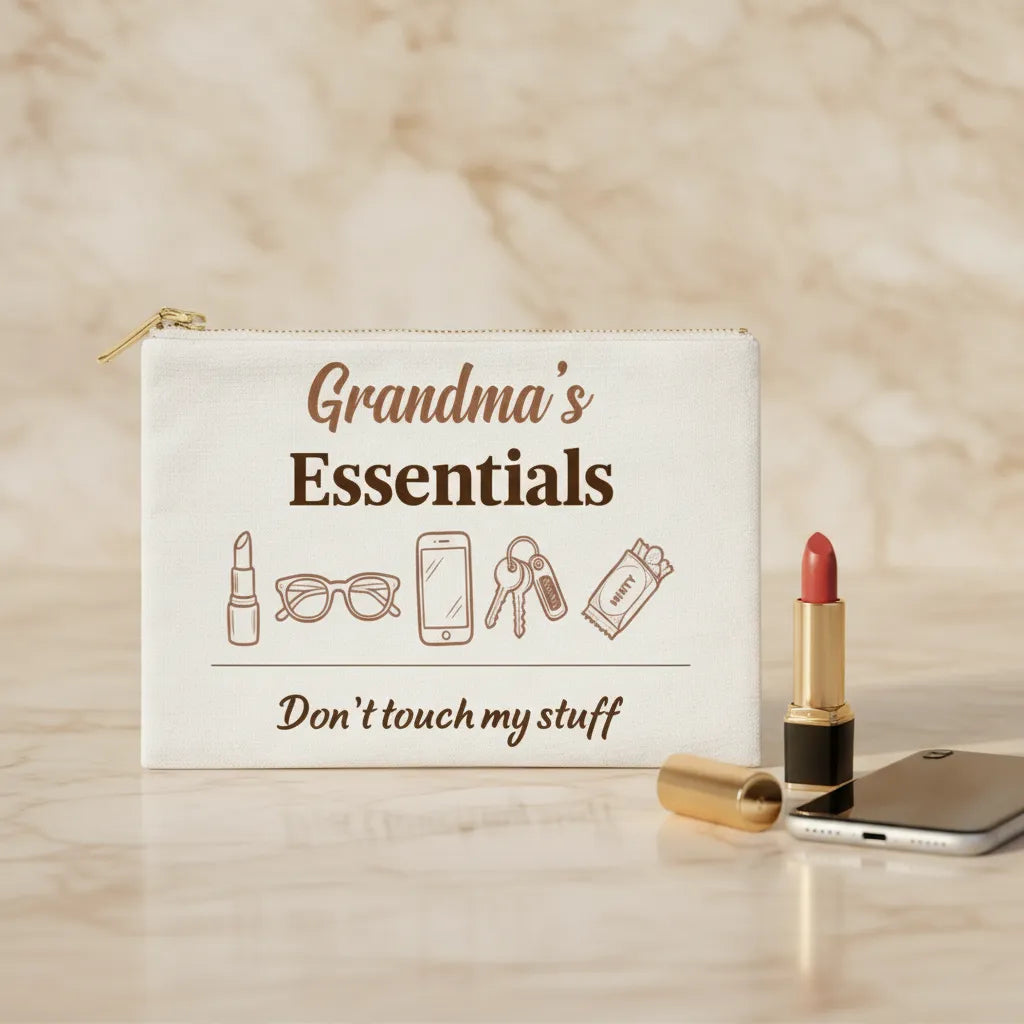 Fabric Zippered Pouch Large - Grandma's Essentials