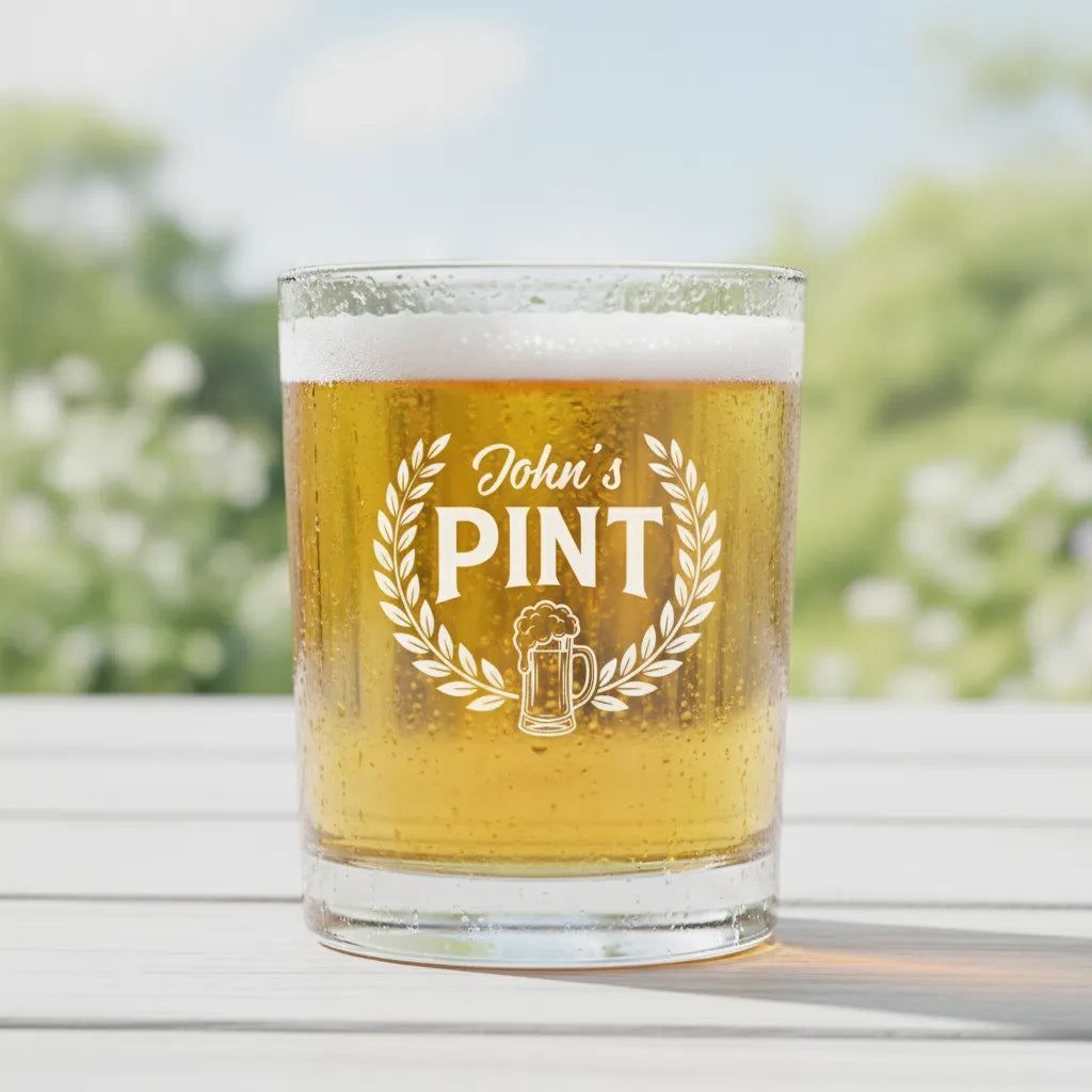 Personalized Pint Crest Whiskey Glass