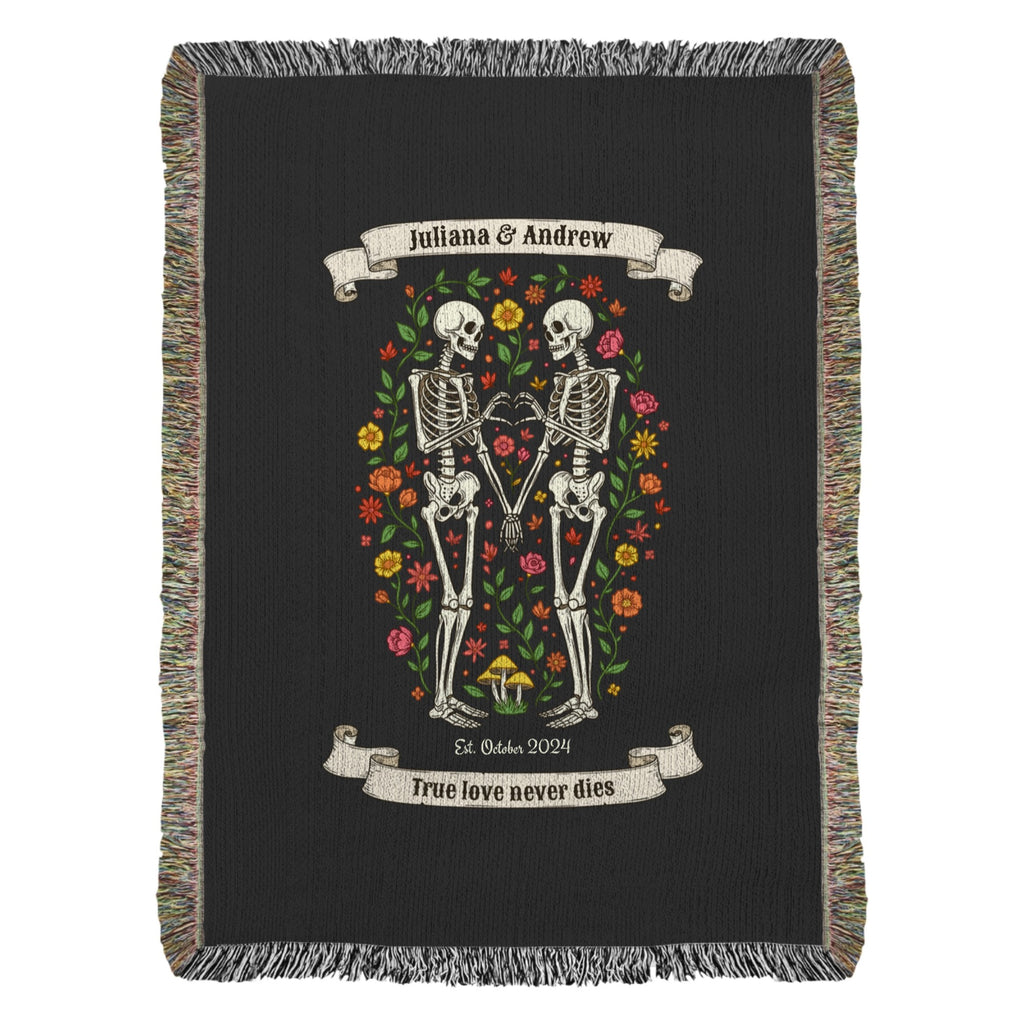 Heirloom Photo Woven Blanket (Portrait) skeleton couple