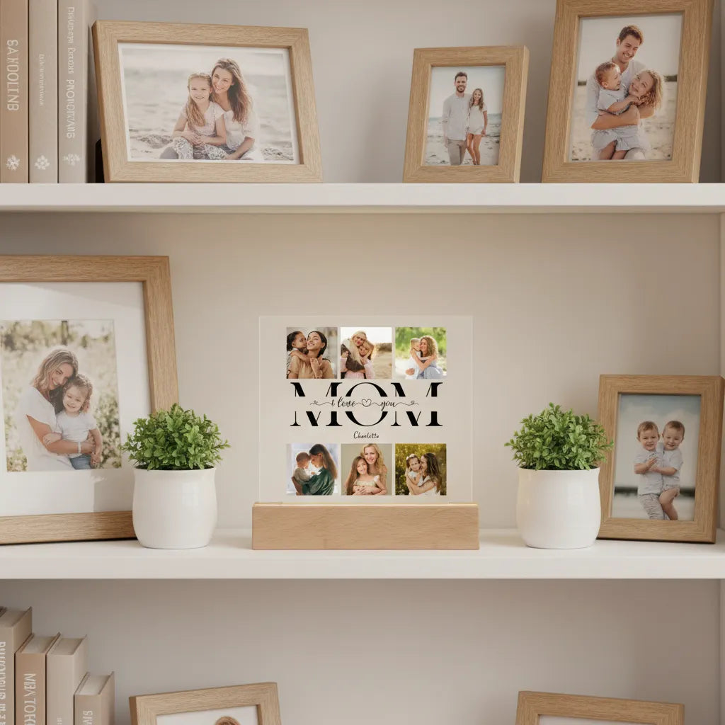 Acrylic Square Plaque (Mom, I/We Love You)