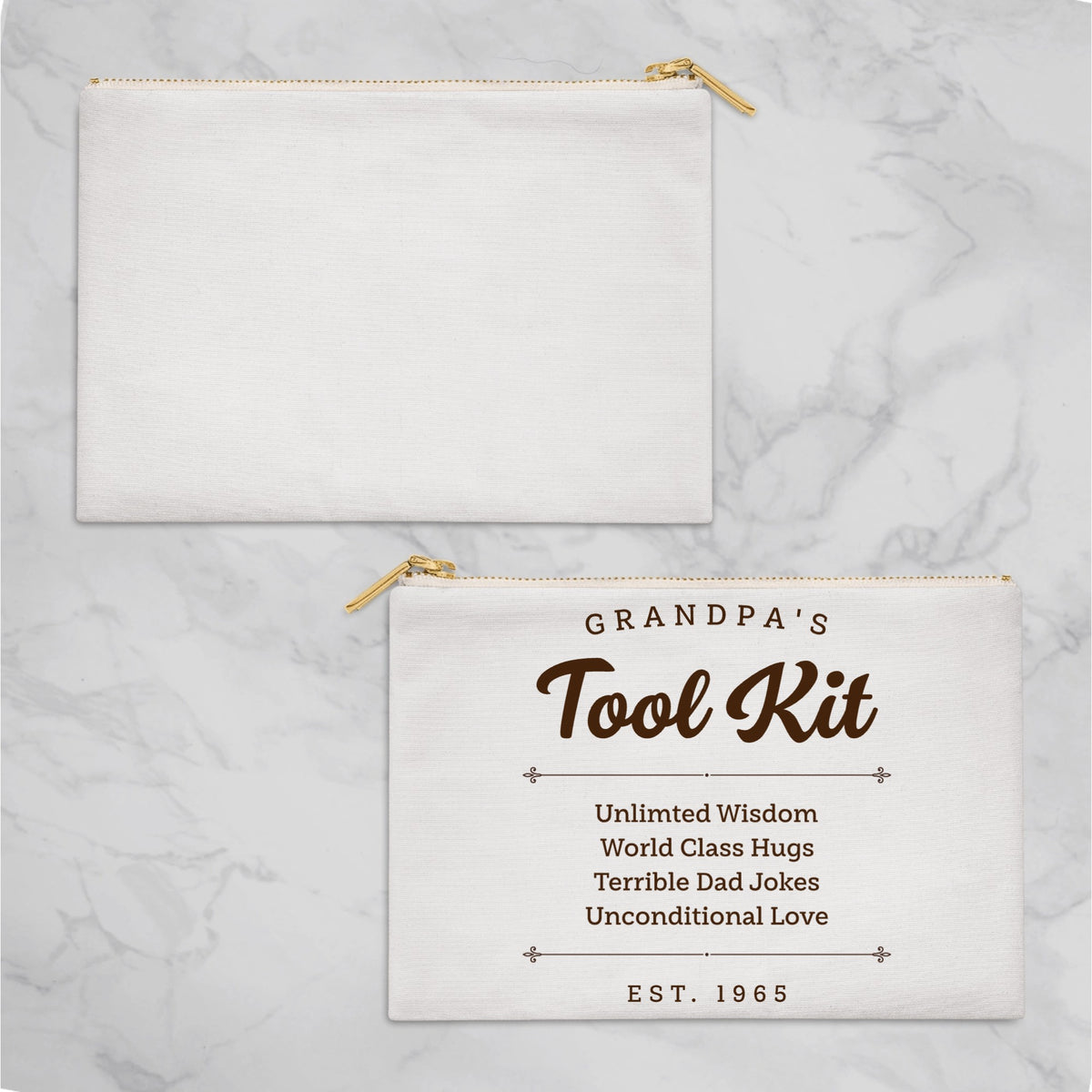 Fabric Zippered Pouch Large Grandpa's Tool Kit