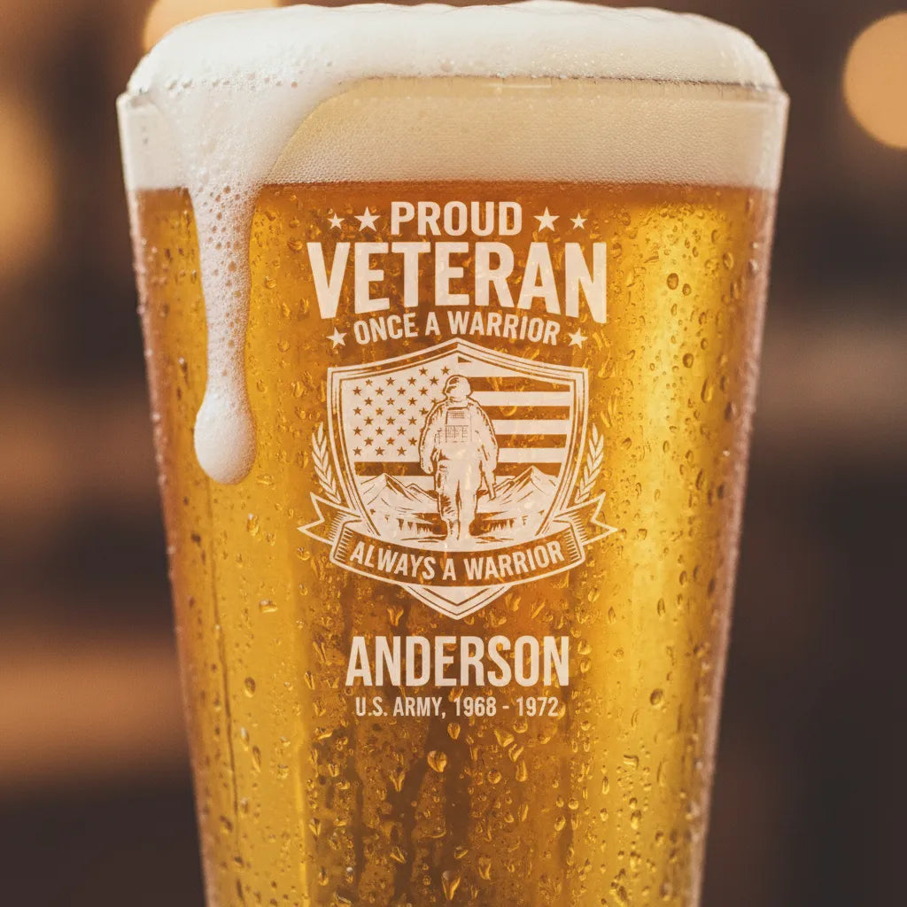 Once a Warrior Always a Warrior Veteran Pint Glass