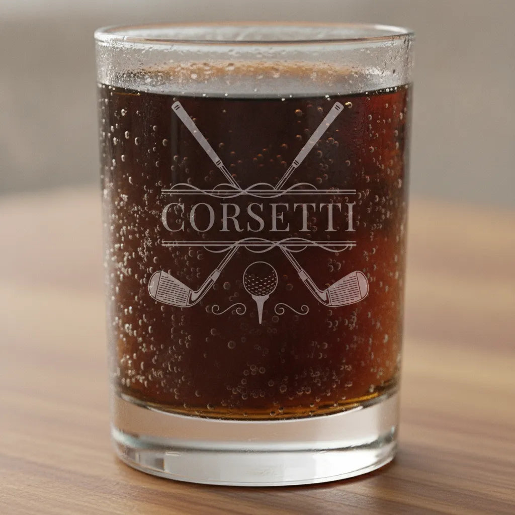 Personalized Cross Clubs Golf Whiskey Glass
