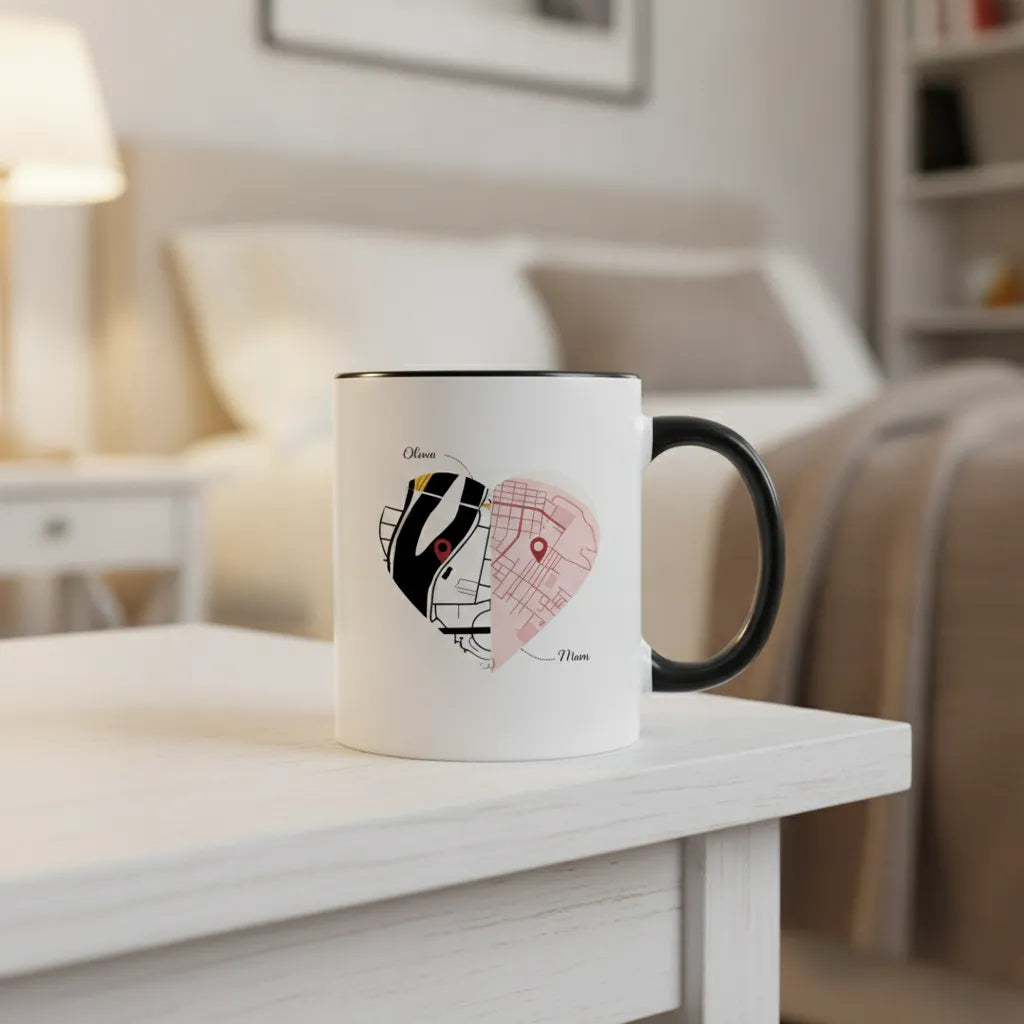 Never Too Far Map Location Accent Coffee Mug (11oz)