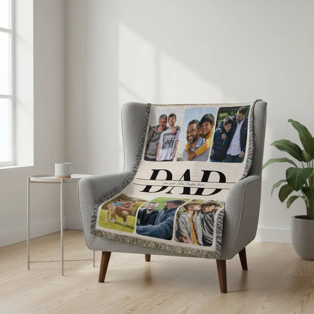 Heirloom Photo Collage Woven Blanket (Portrait)