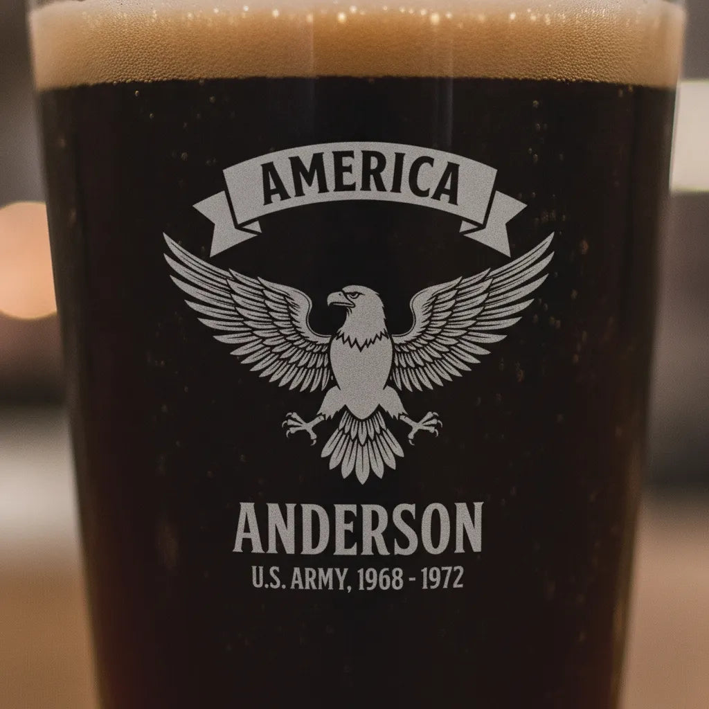America Ribbon Navy Eagle Pint Glass