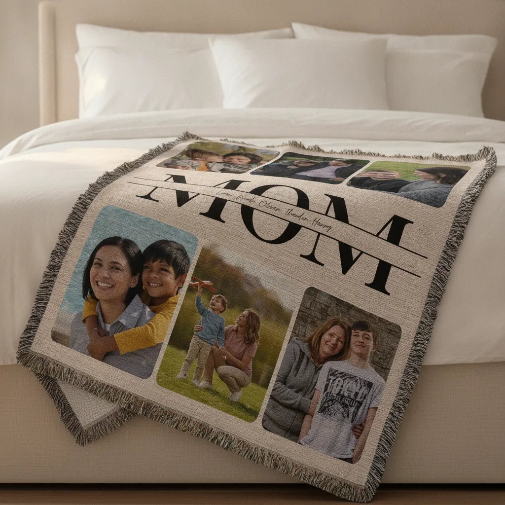 Heirloom Photo Collage Woven Blanket (Portrait) for MOM