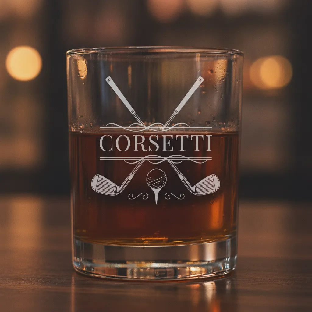 Personalized Cross Clubs Golf Whiskey Glass