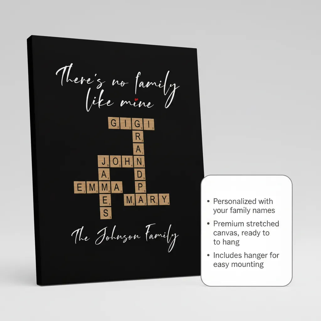 Classic Stretched Canvas There's no family like mine (Black)